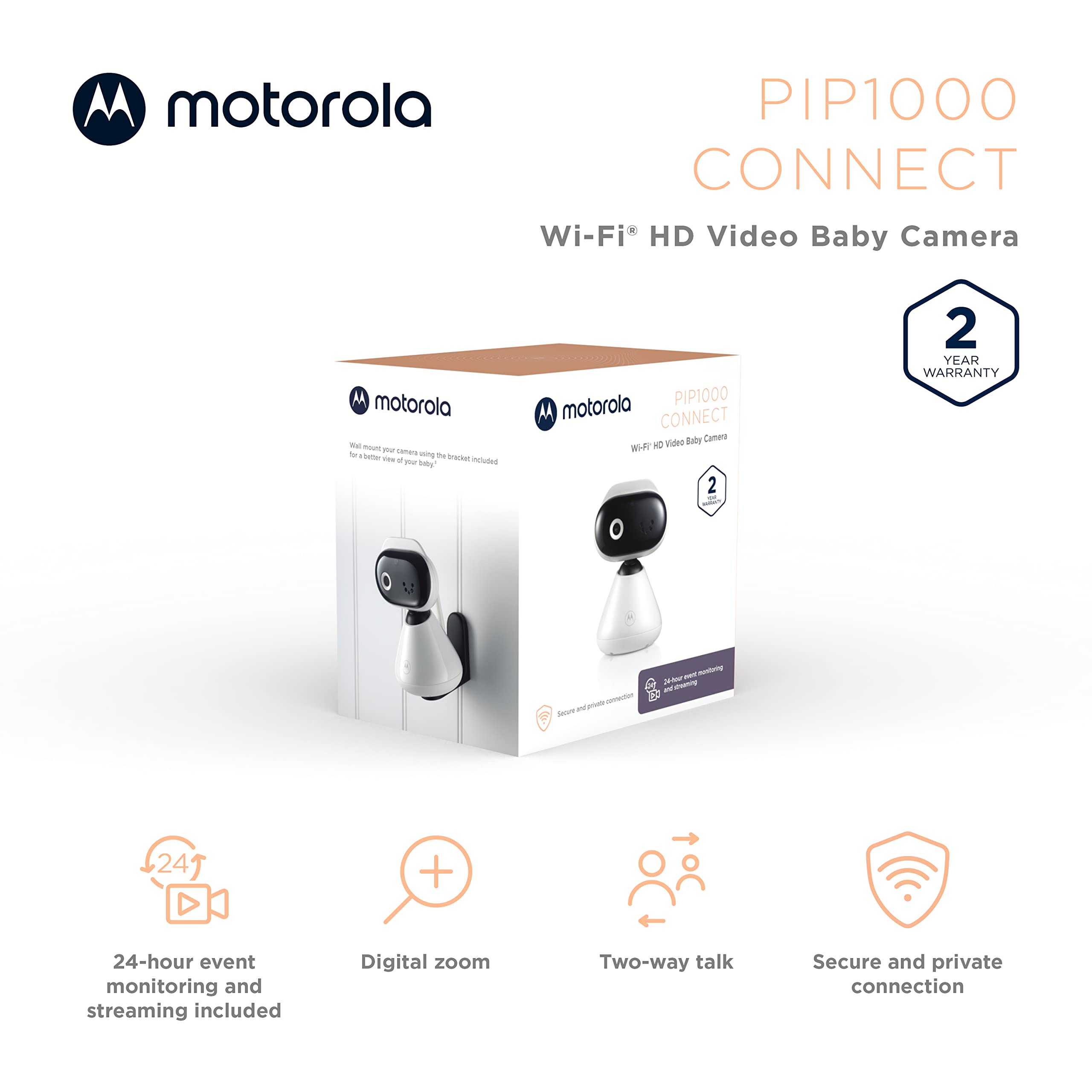 Motorola Nursery camera with digital zoom for closer baby checks.
