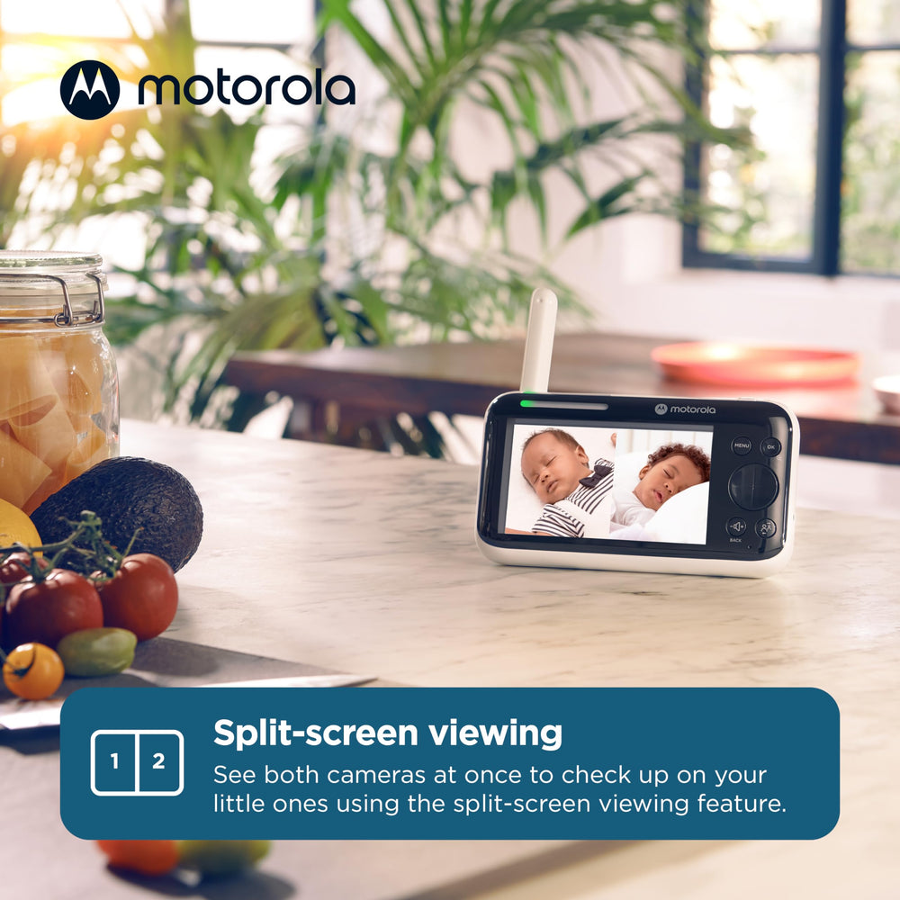 Motorola Nursery dual-camera setup provides wide coverage and flexible viewing angles.