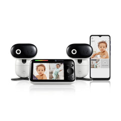 Motorola Nursery Monitor shows a two-camera setup for full nursery view