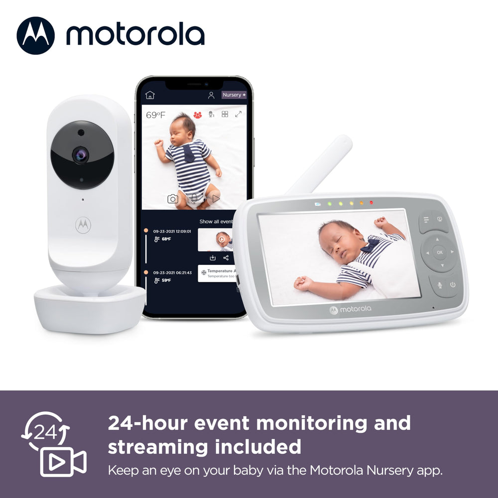 Motorola Nursery Monitor night vision enables clear monitoring in low light.