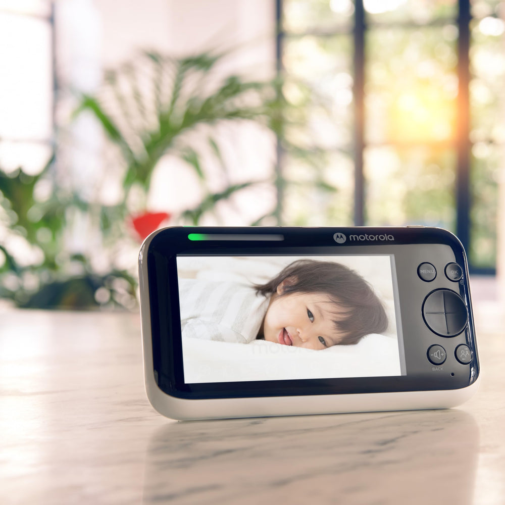 Motorola Nursery Monitor showing two cameras for broad room coverage