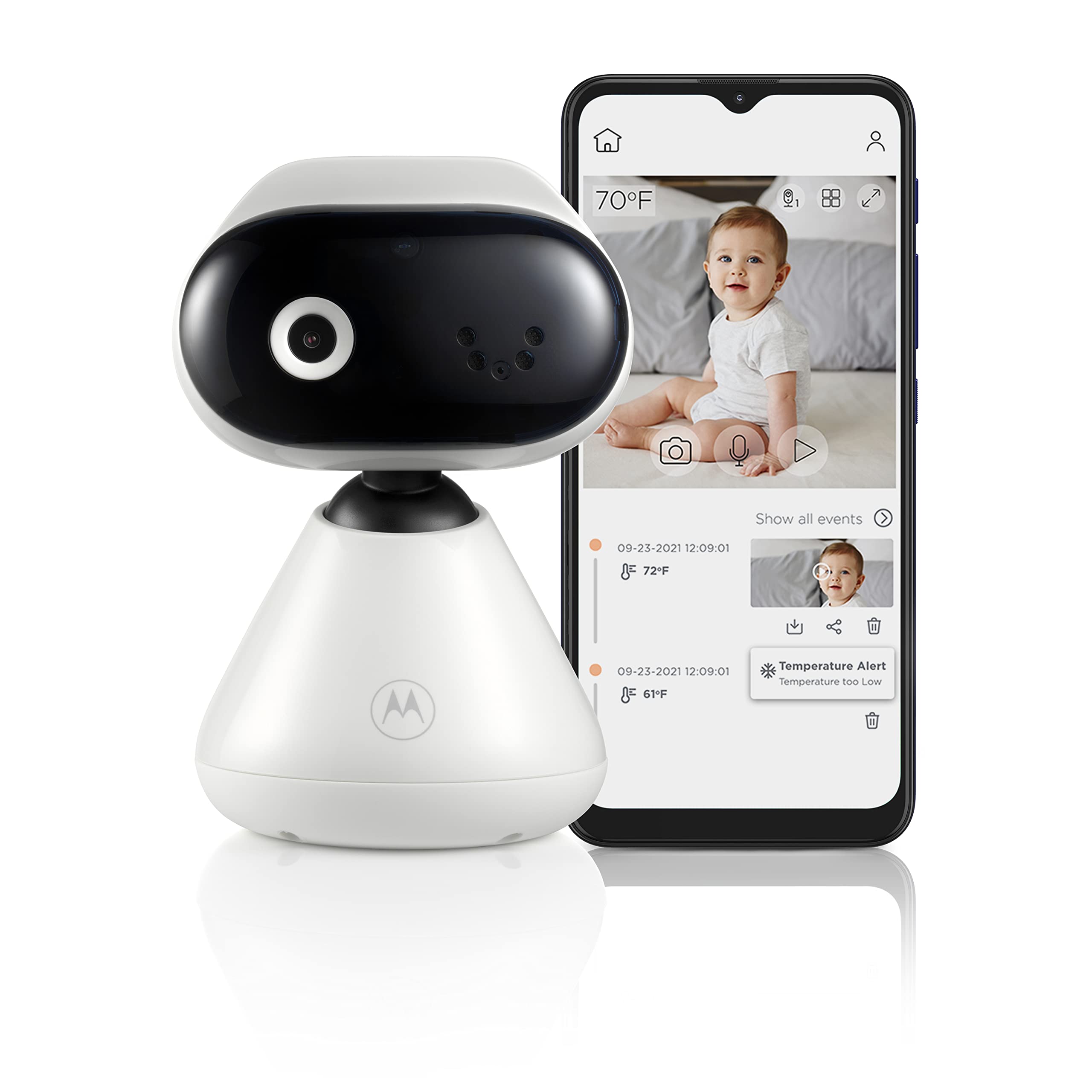 Motorola Nursery monitor with WiFi HD camera enables secure, on-the-go viewing.