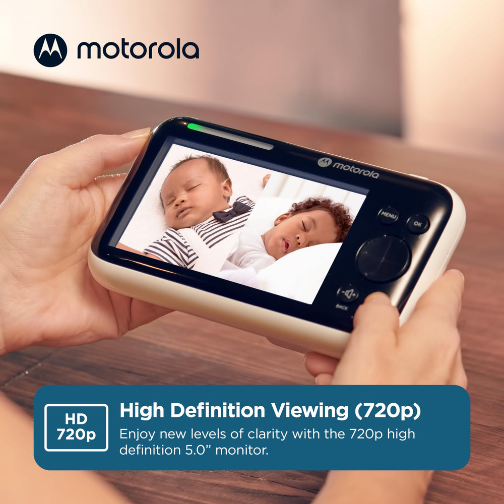 Motorola Nursery motorized camera-angle adjustment for quick, accurate viewing.