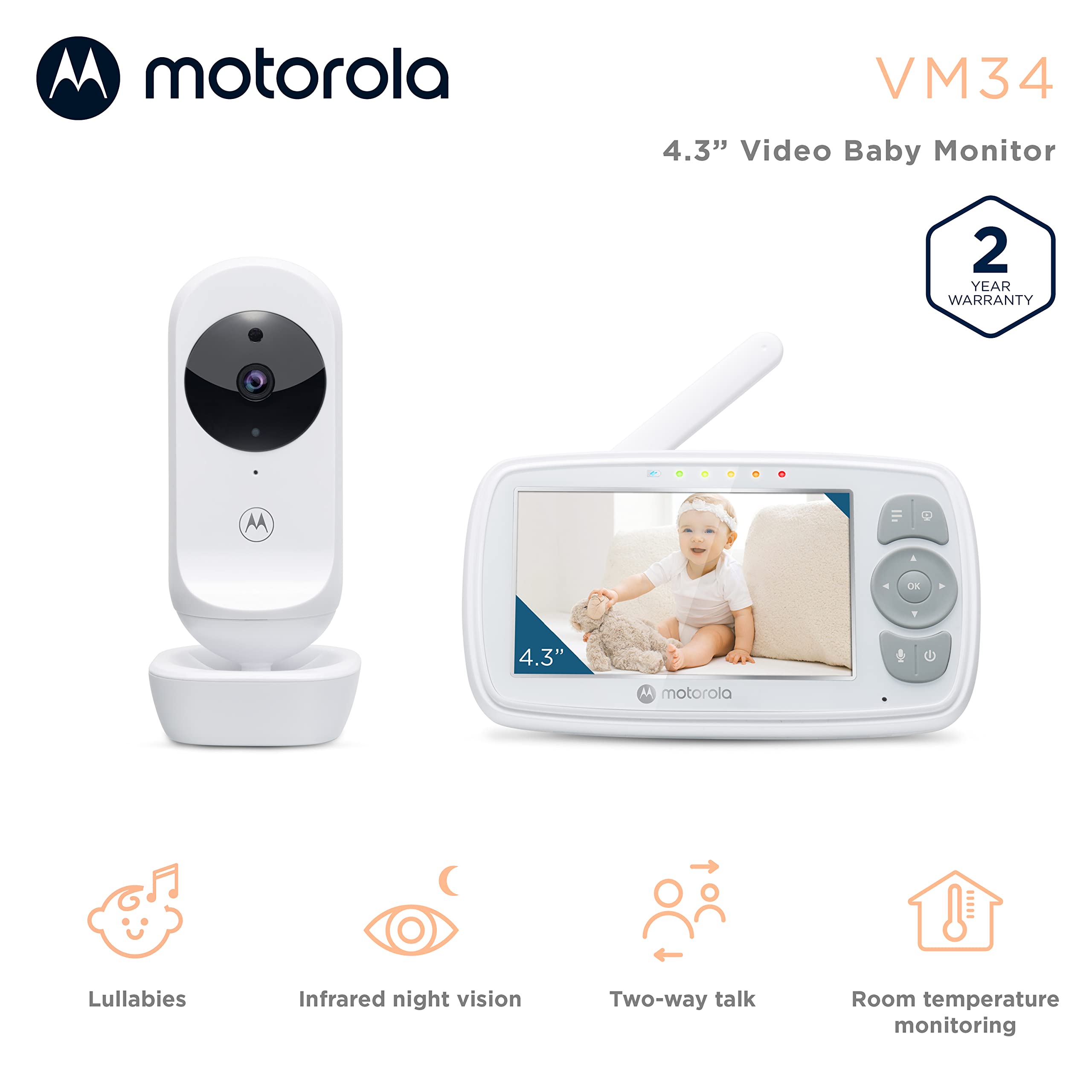 Motorola Nursery pan-tilt-zoom view for flexible monitoring of baby’s room