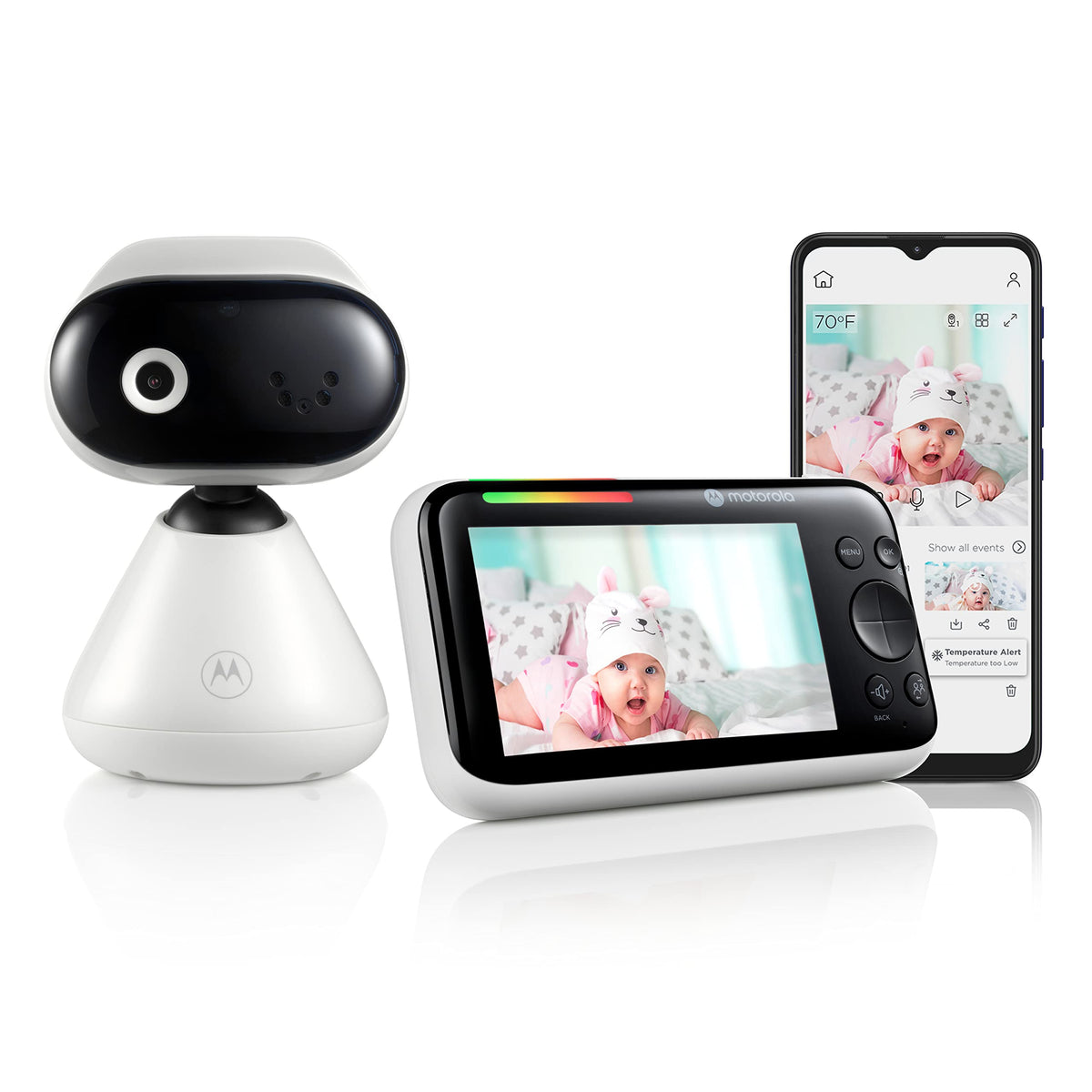Motorola Nursery PIP1500 5-inch screen for clear, private baby video monitoring.