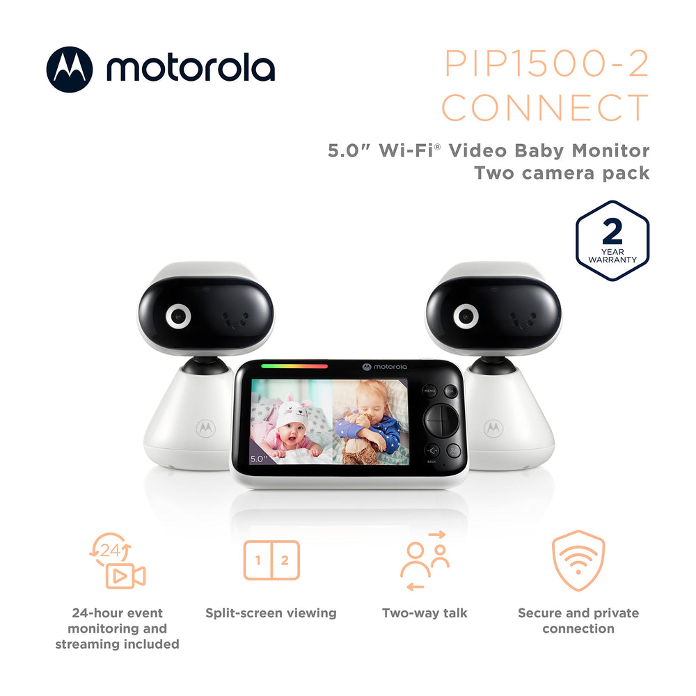 Motorola Nursery PIP1500 five-inch screen enables quick checks day or night.