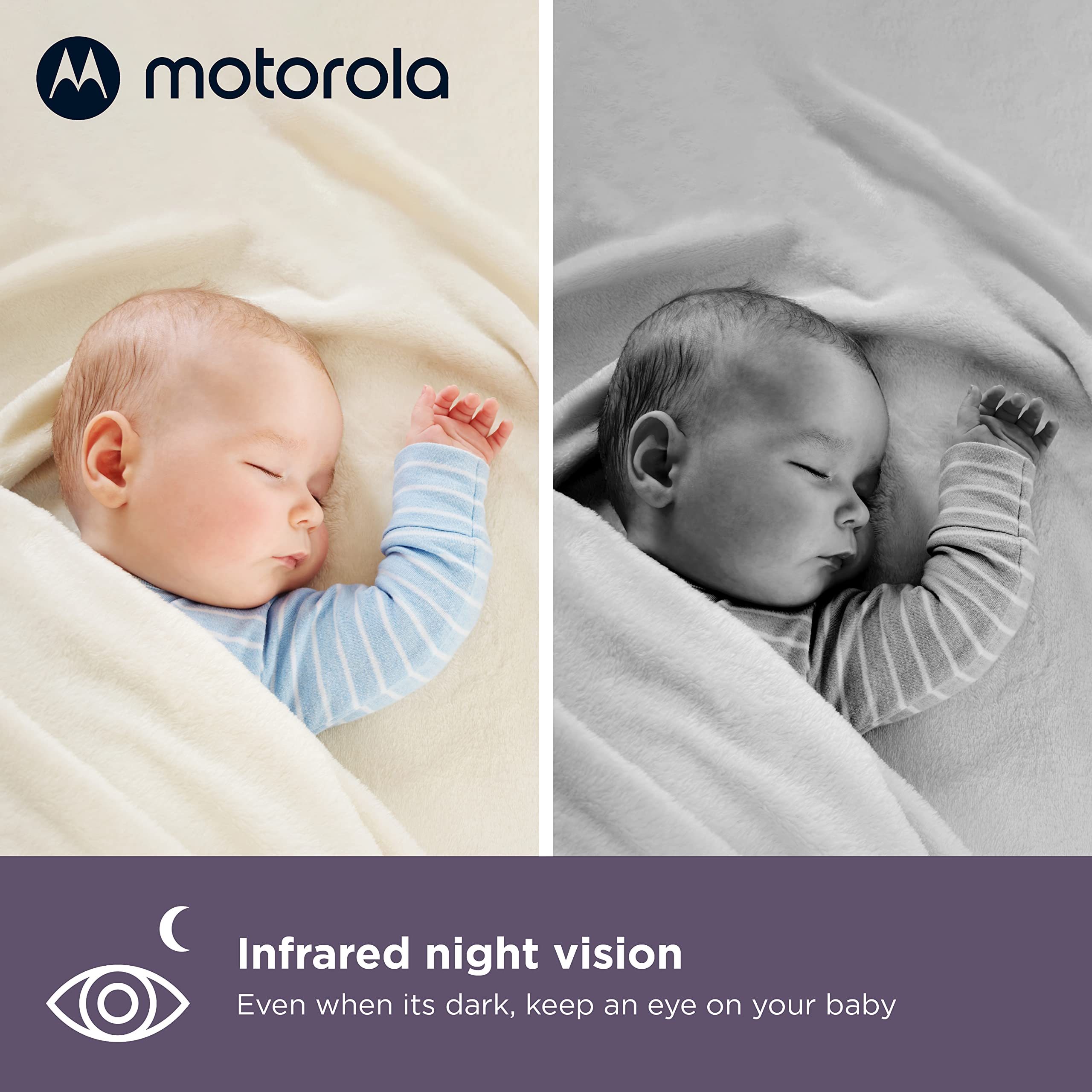 Mood light and lullabies support a soothing bedtime routine.