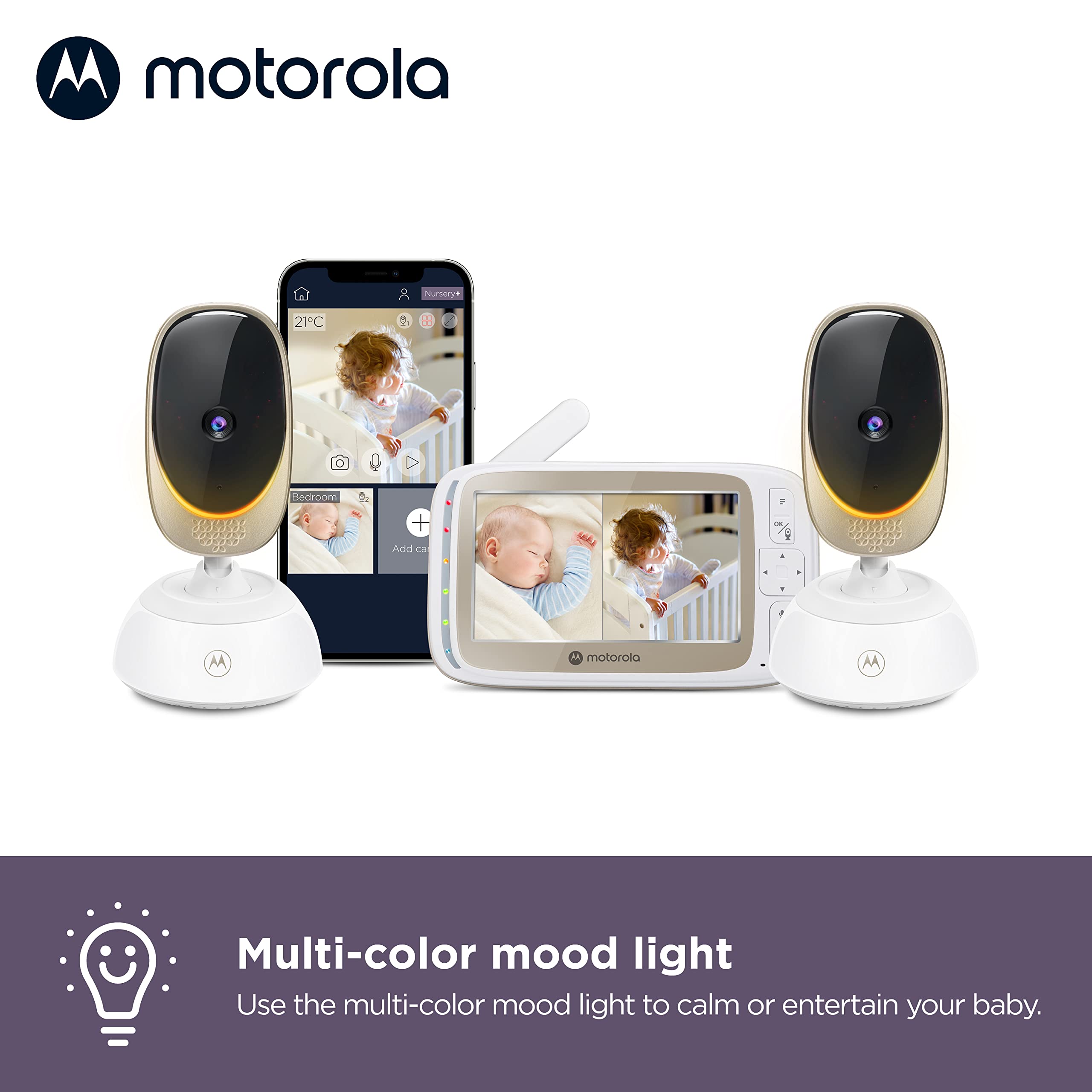 Built-in night vision helps you check baby in dim light.