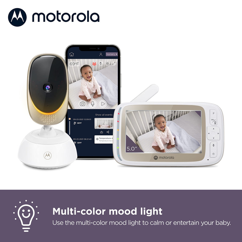 Motorola Nursery VM85 app access lets you check baby from anywhere on your smartphone.
