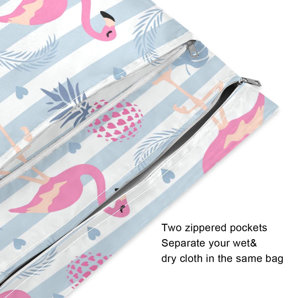 Moudou Flamingo wet dry bag small open for compact essentials on the go.