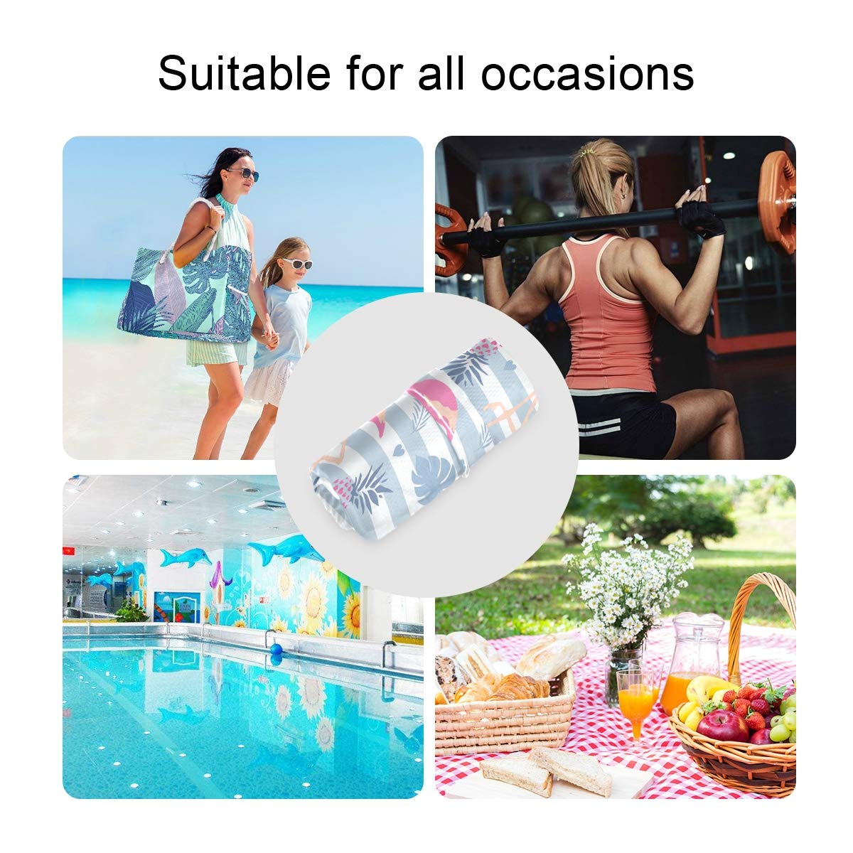 Moudou Flamingo wet dry bag attached to stroller for hands-free outings.