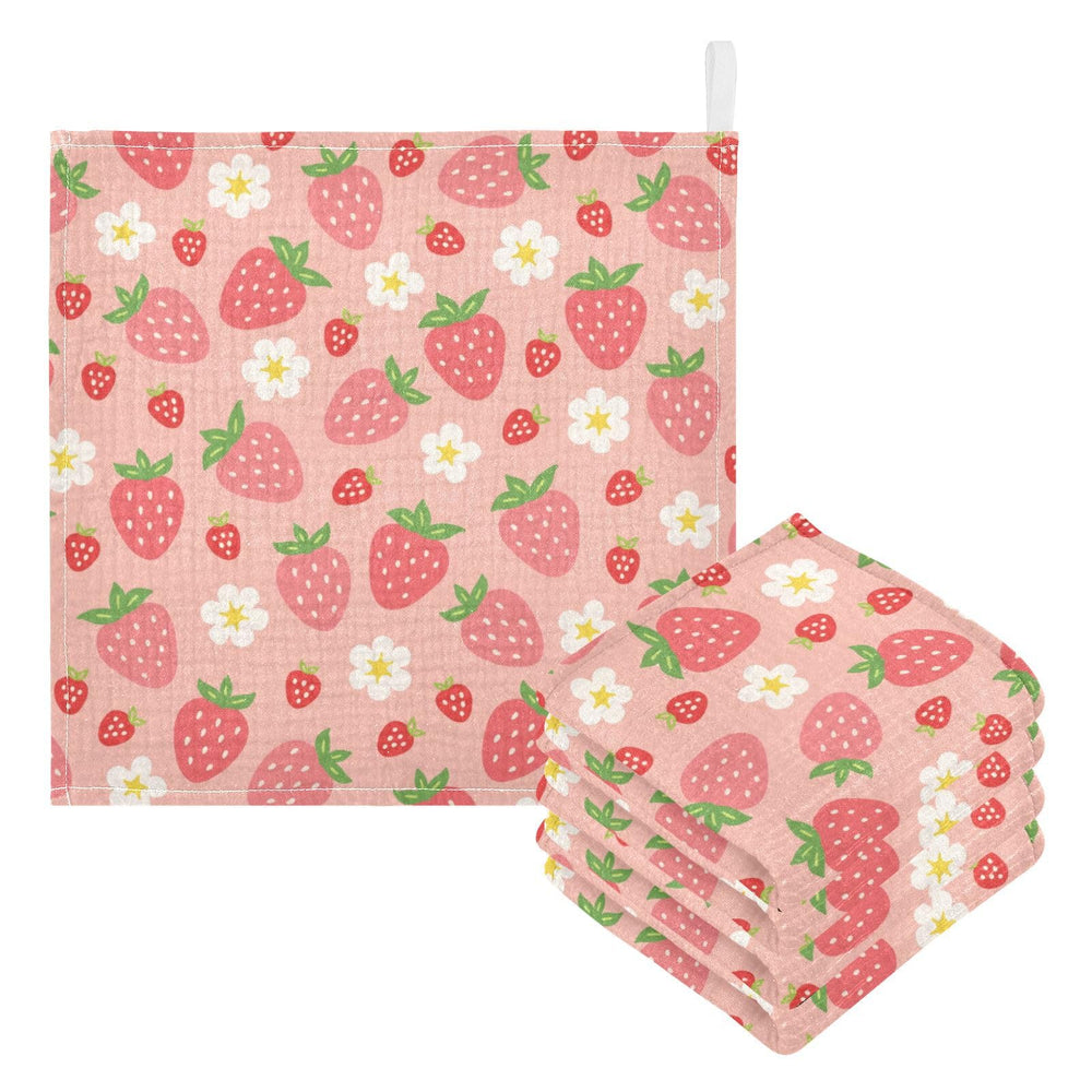 Moudou Strawberry washcloths 12x12 inch for gentle newborn bathing