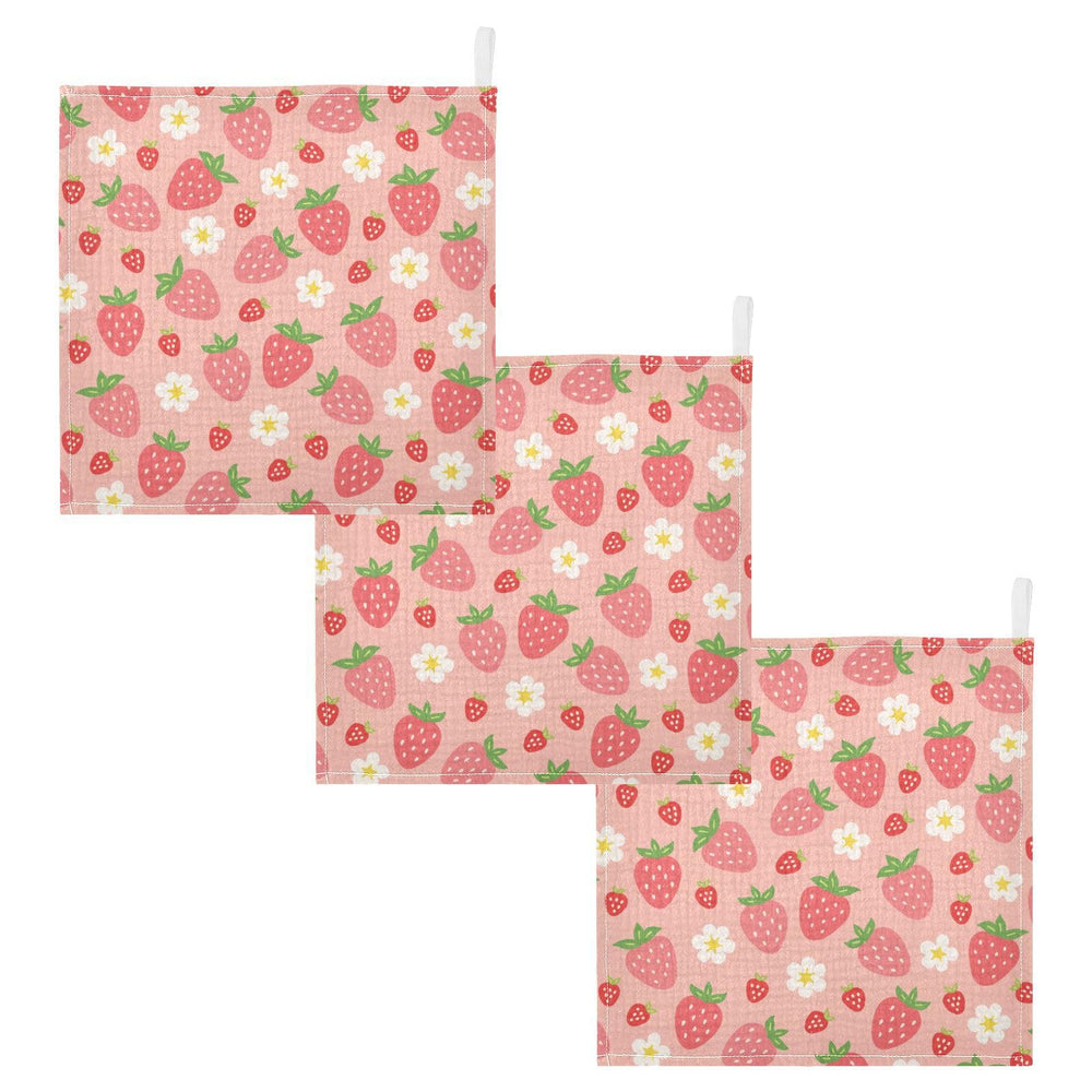 Moudou strawberry washcloth folded neatly for storage