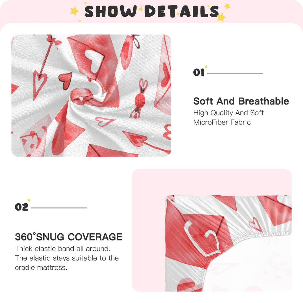 Moudou Valentine's heart crib sheet machine washable for easy care.