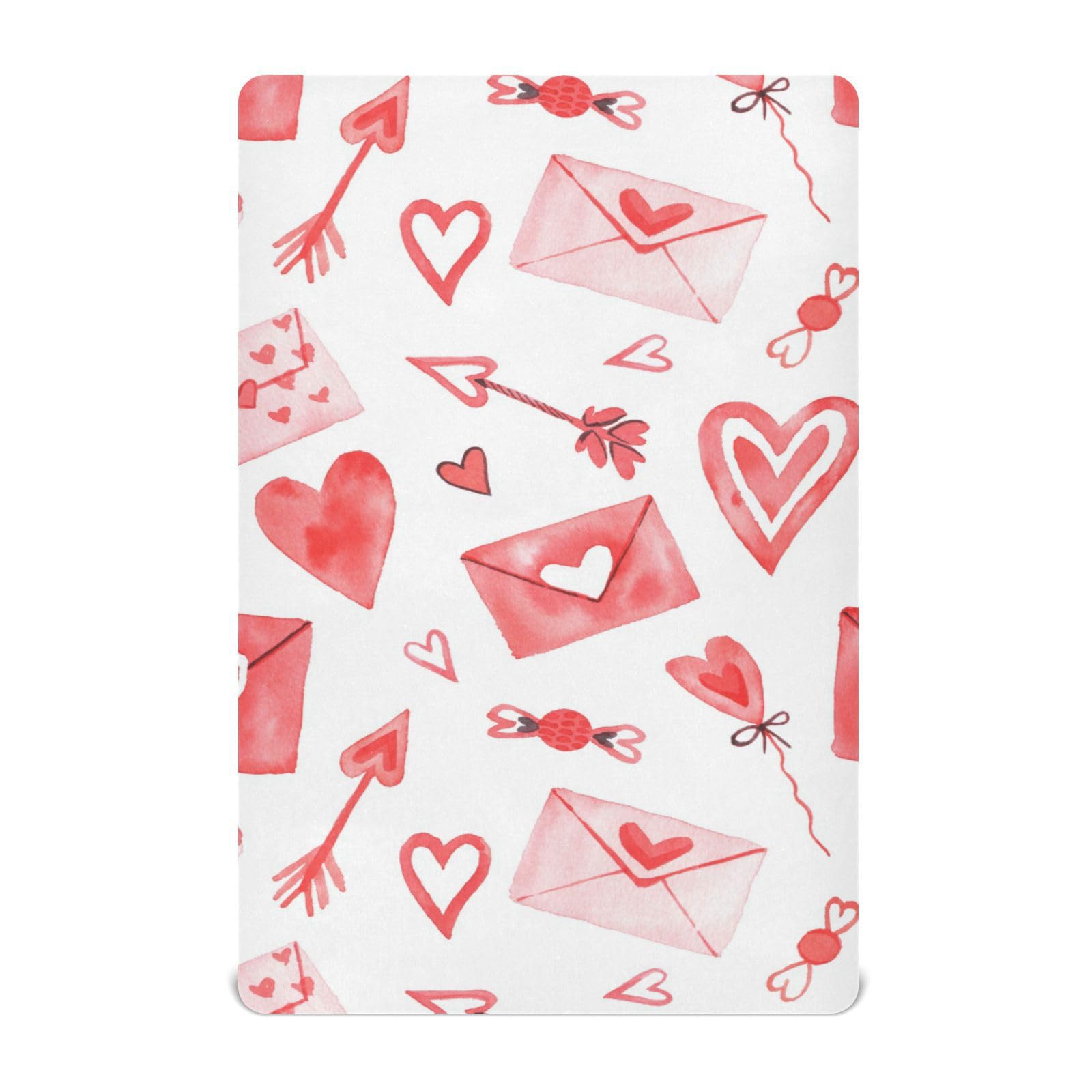 Moudou Valentine's heart crib sheet with soft fabric for gentle sleep.
