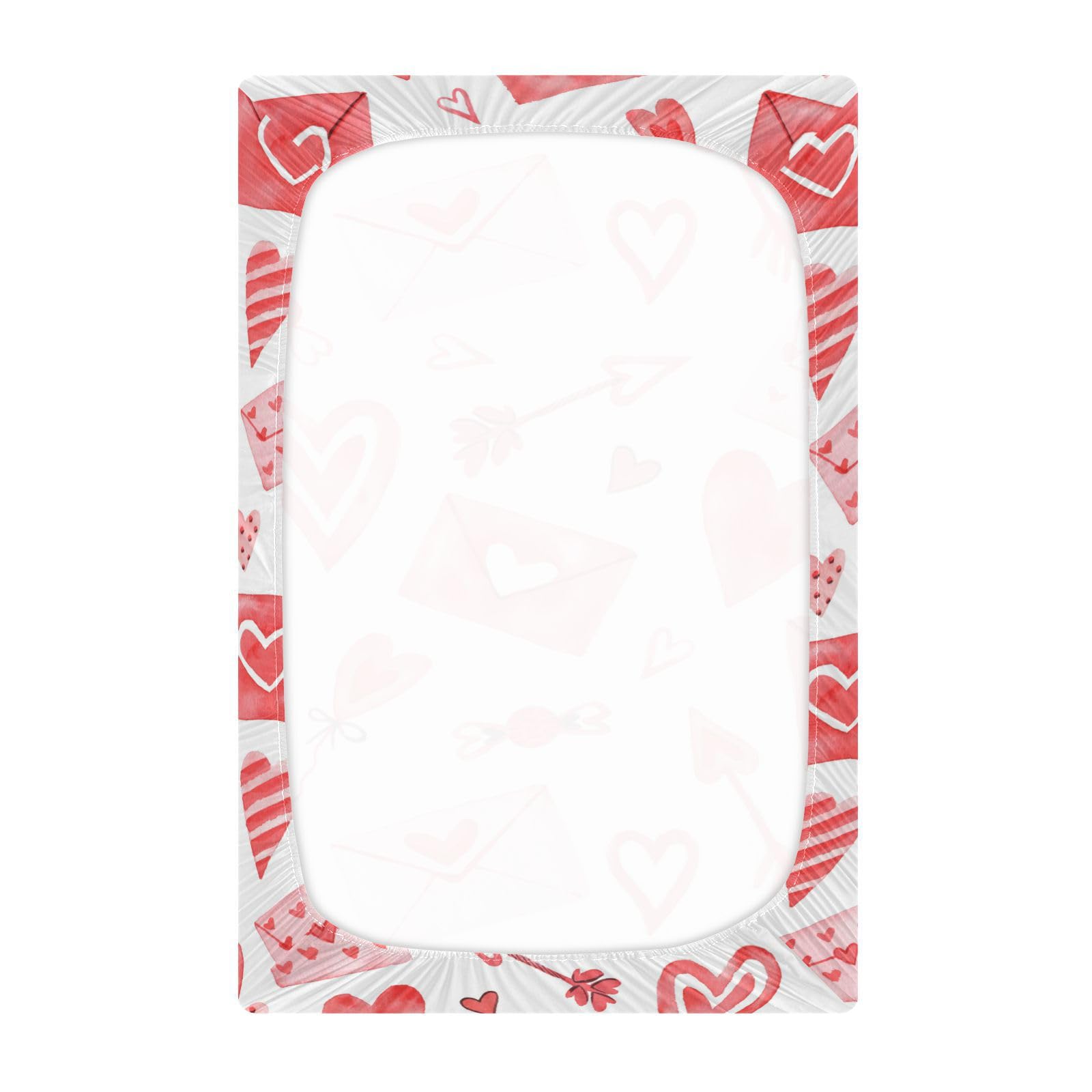 Moudou Valentine's heart crib sheet fits standard cribs 52x28x9 inches.