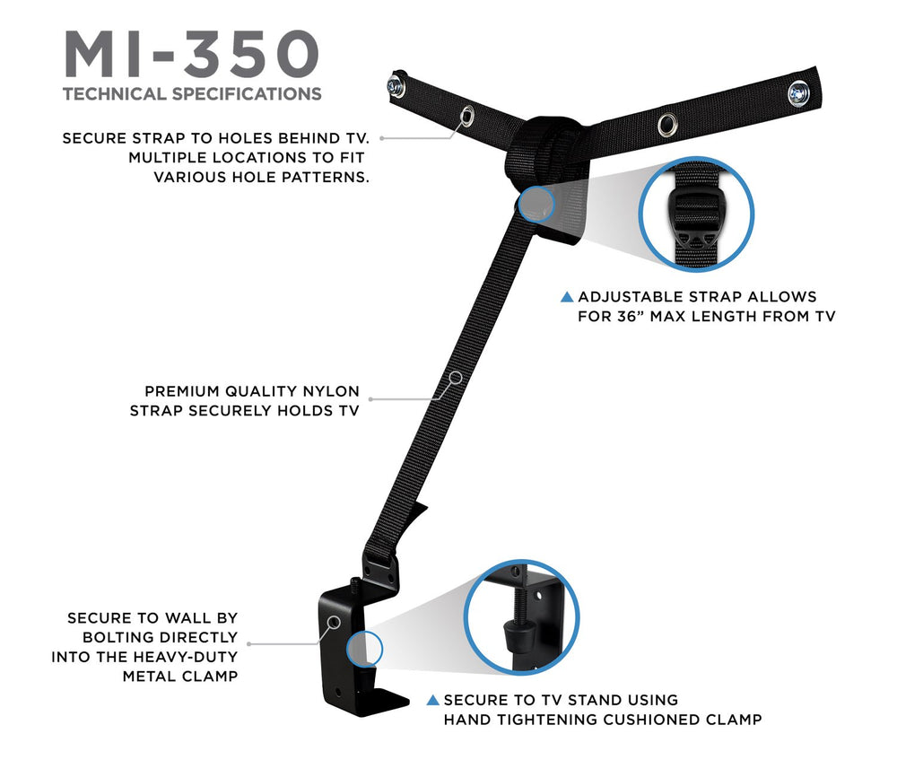 Mount-It adjustable safety strap extended up to 36 inches