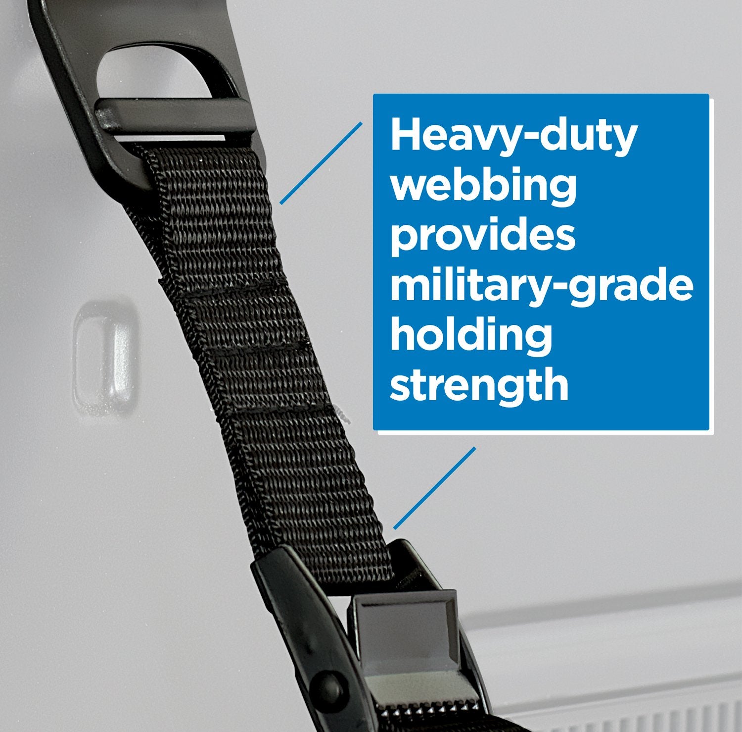 Mount-It! safety straps buckle closeup shows durable metal grip.