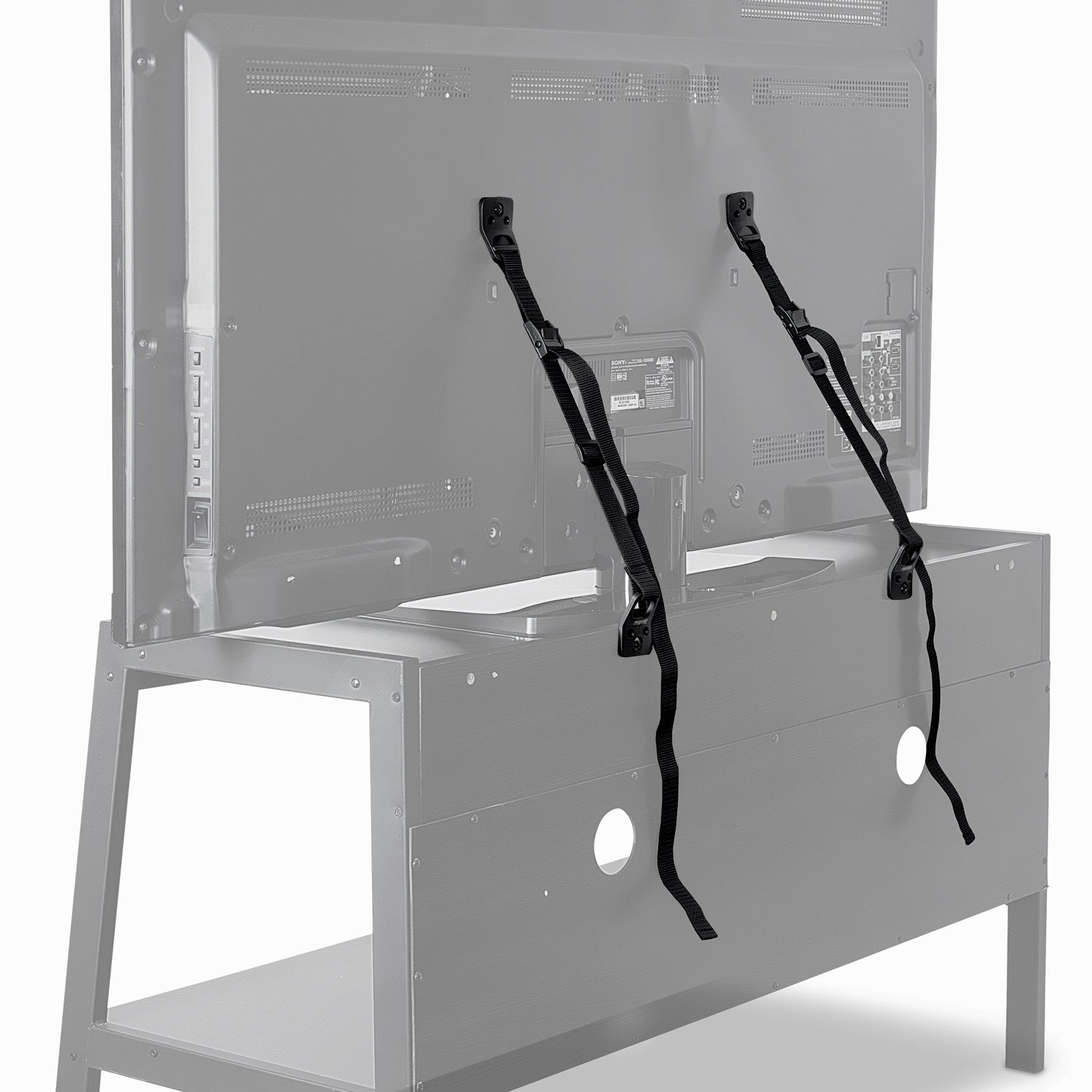 Mount-It! safety straps TV attachment highlights secure mounting for entertainment setup.