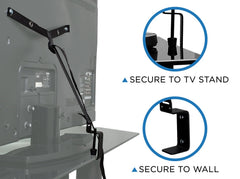 Mount-It TV safety strap wall mount attachment stabilizing the TV setup