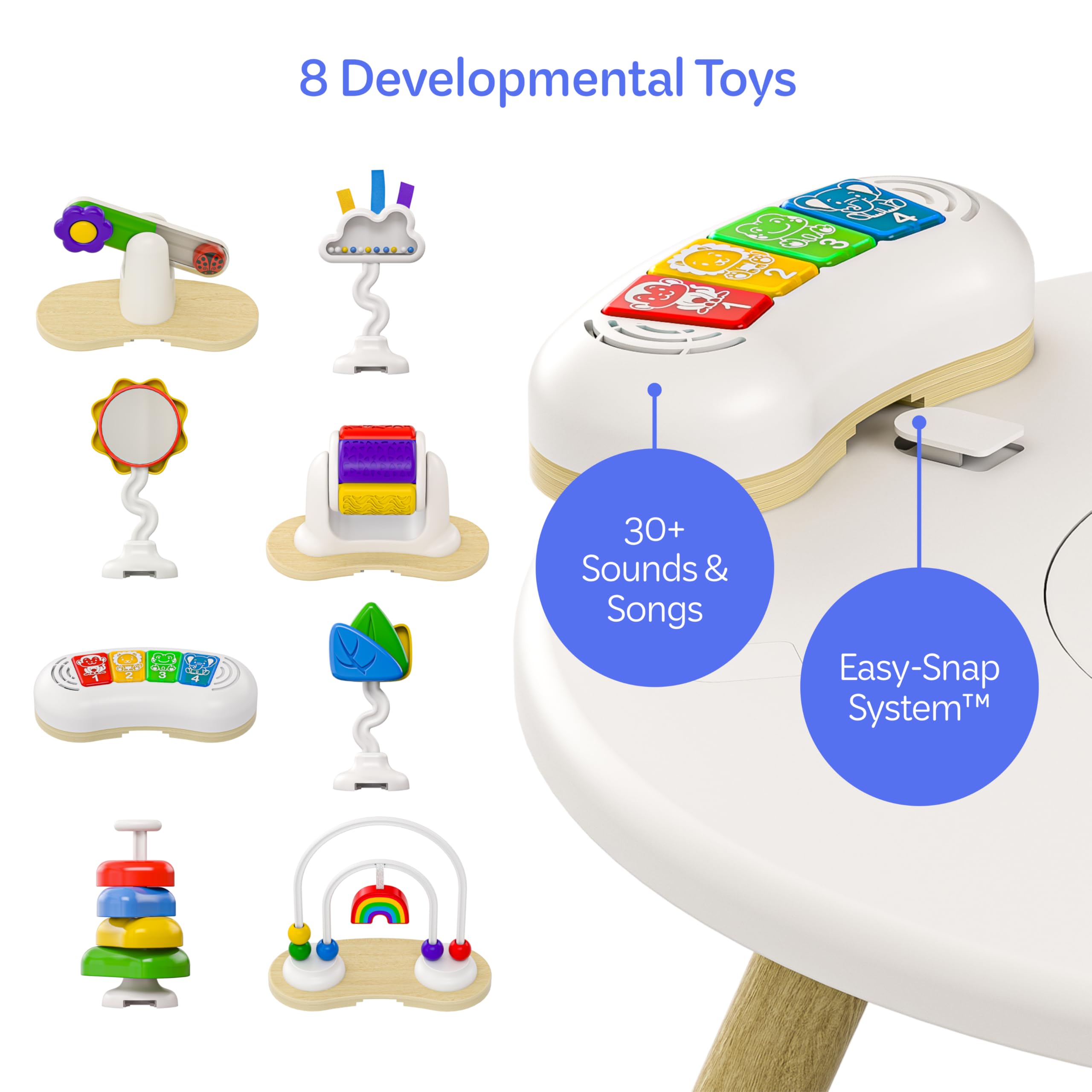 Move2Play eight Montessori toys are removable for adaptable play sessions