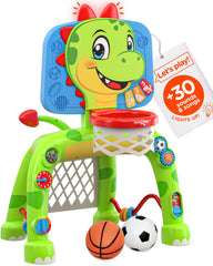 Move2Play dinosaur activity center – interactive features boost toddler play and coordination.