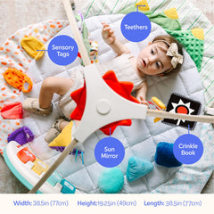 Move2Play Montessori toys with crinkle tags and textures spark tactile exploration