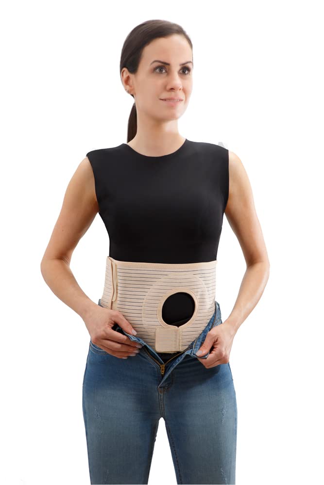 Beige Movibrace ostomy belt fabric designed for everyday use.