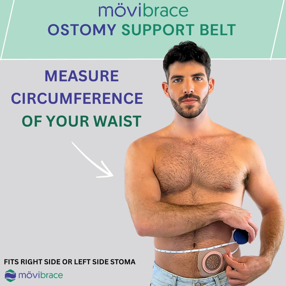 Unisex beige Movibrace ostomy belt designed for discreet wear.