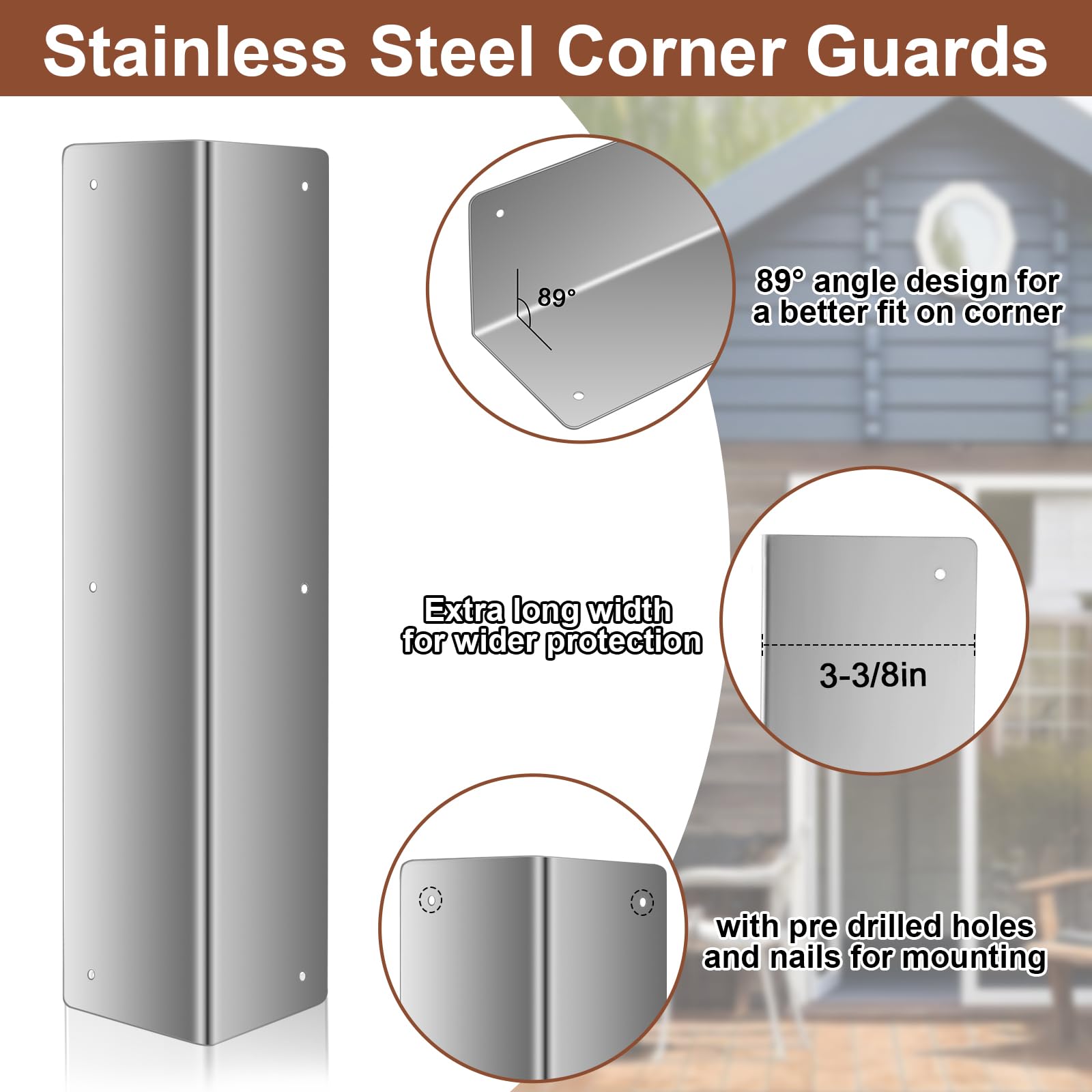 Moxweyeni outdoor wall protection guard installed on an exterior corner.