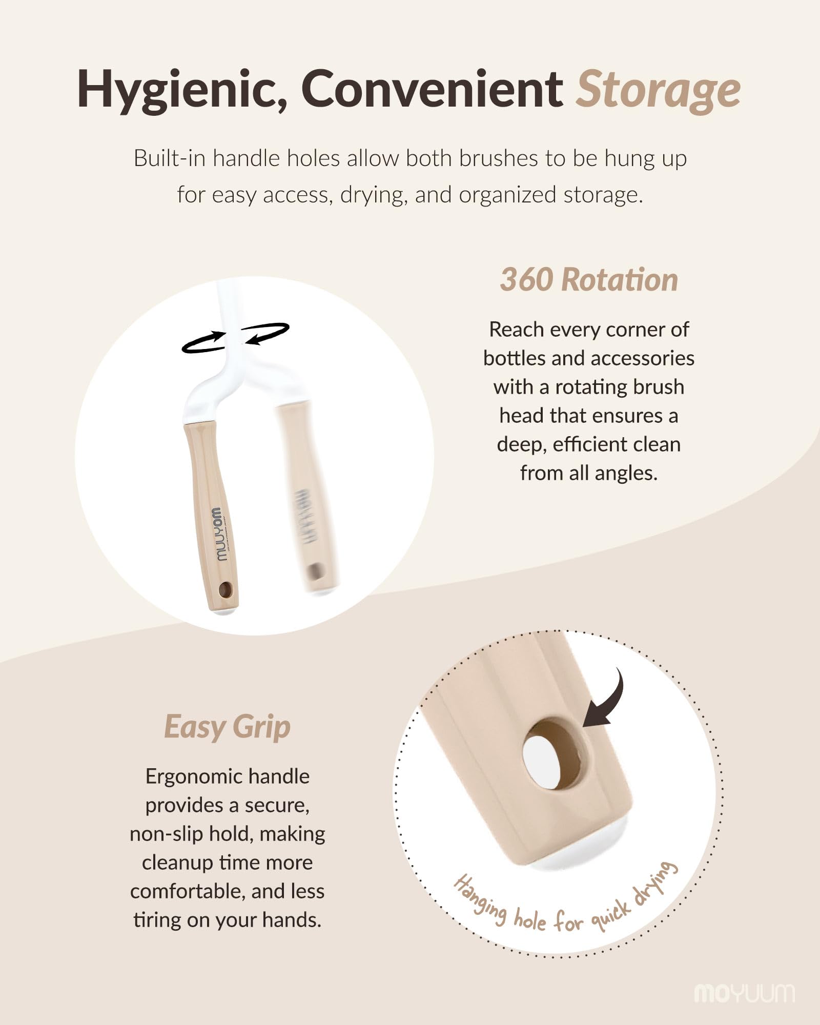 MOYUUM hanging hole for convenient drying and storage between uses