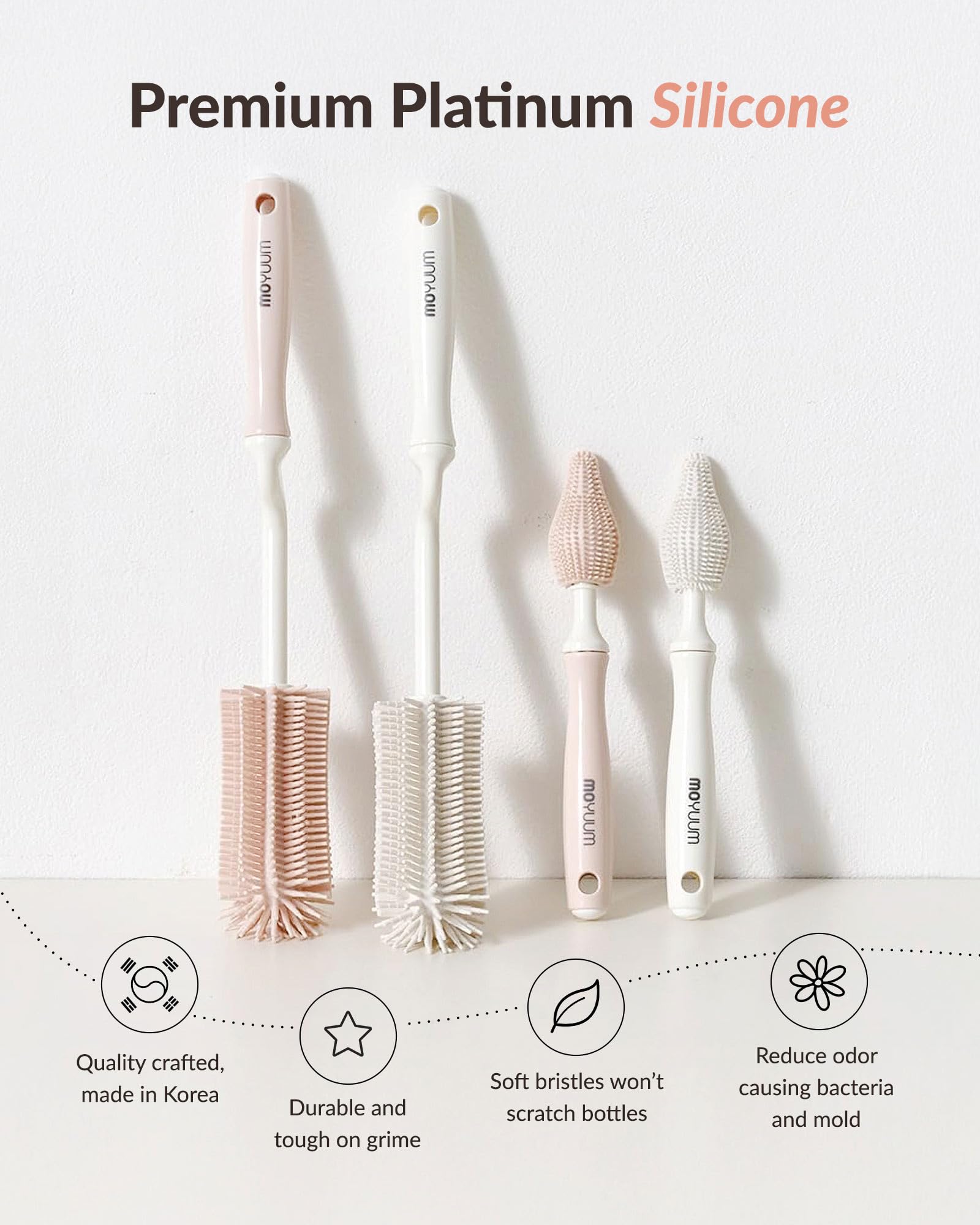 Moyuum nipple brush designed for small parts and nipples, gentle yet thorough