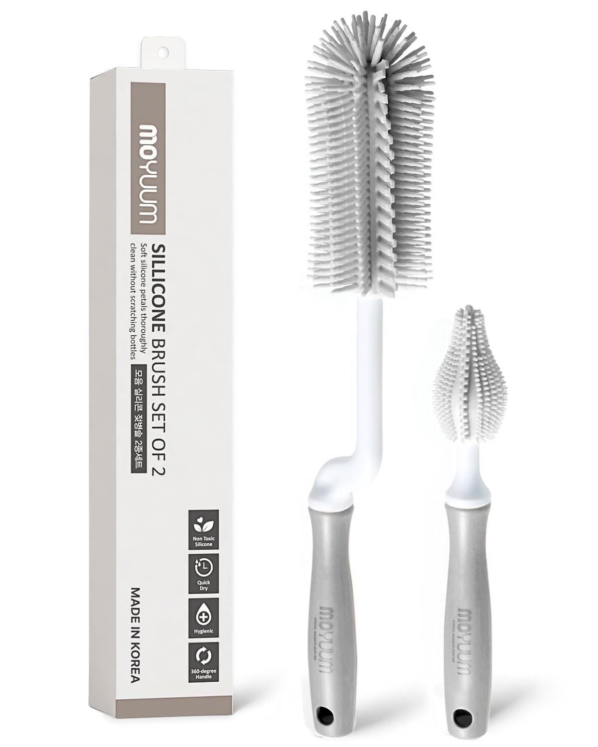 MOYUUM silicone bottle brush with large head for quick bottle cleaning