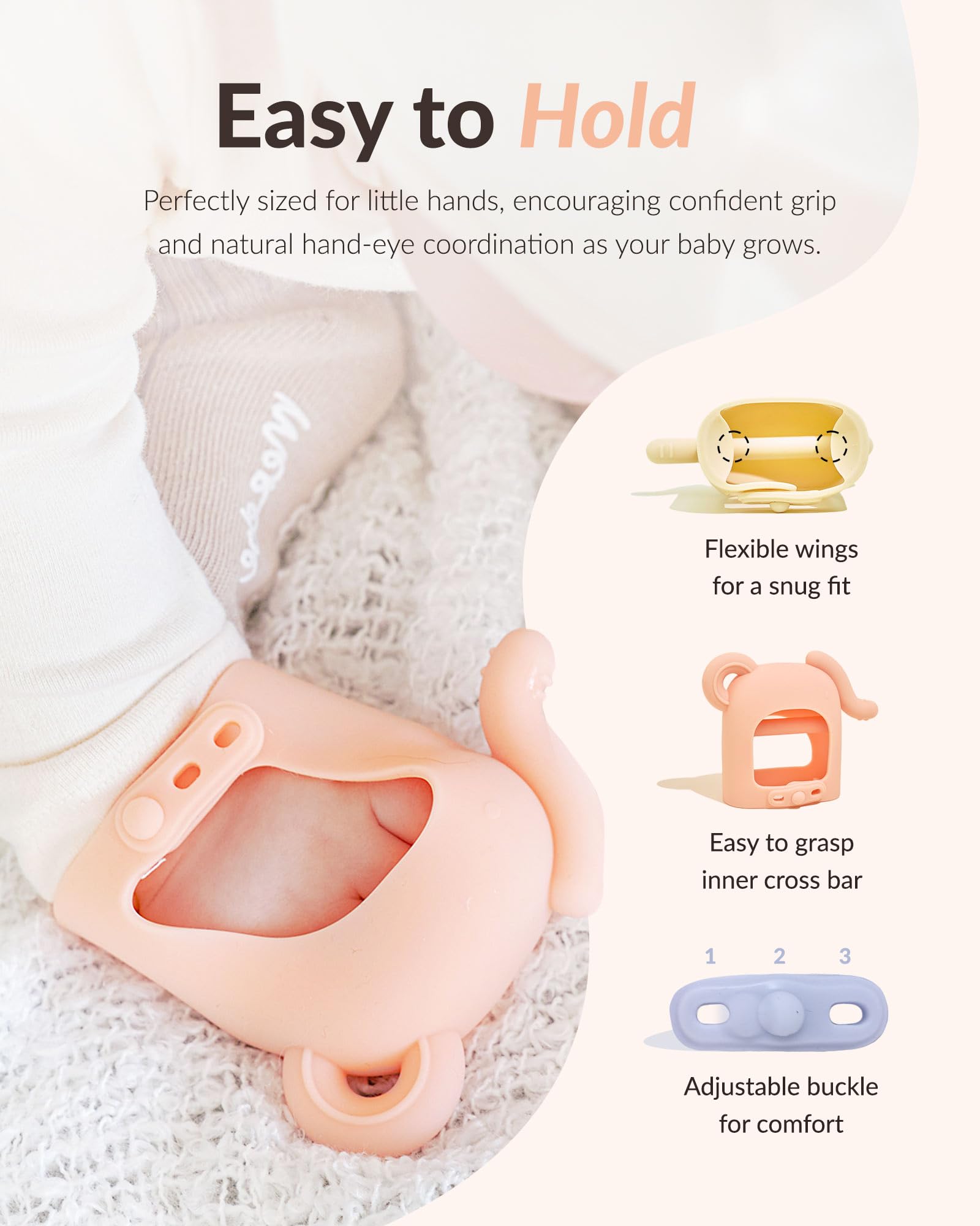MOYUUM adjustable buckle fit ensures comfortable wear on tiny hands.