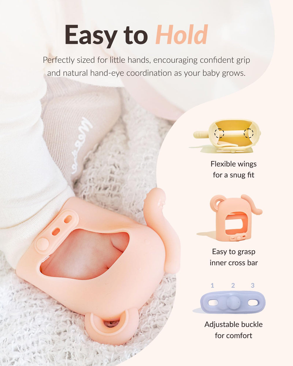 MOYUUM adjustable buckle fit ensures comfortable wear on tiny hands.