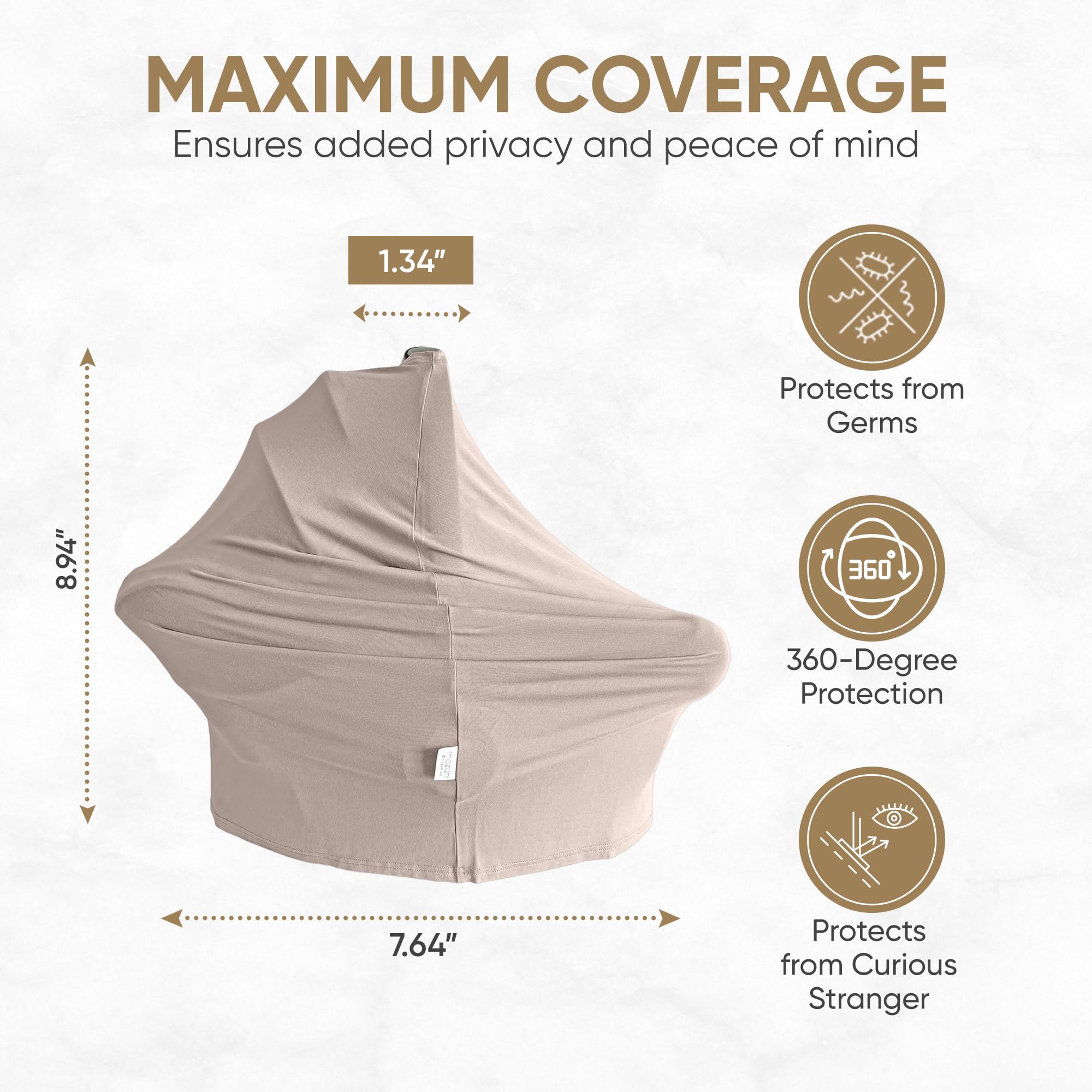 MOZAH nursing cover for breastfeeding ensures discreet feeding and airflow.