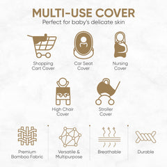MOZAH shopping cart cover protects baby from surfaces during shopping.