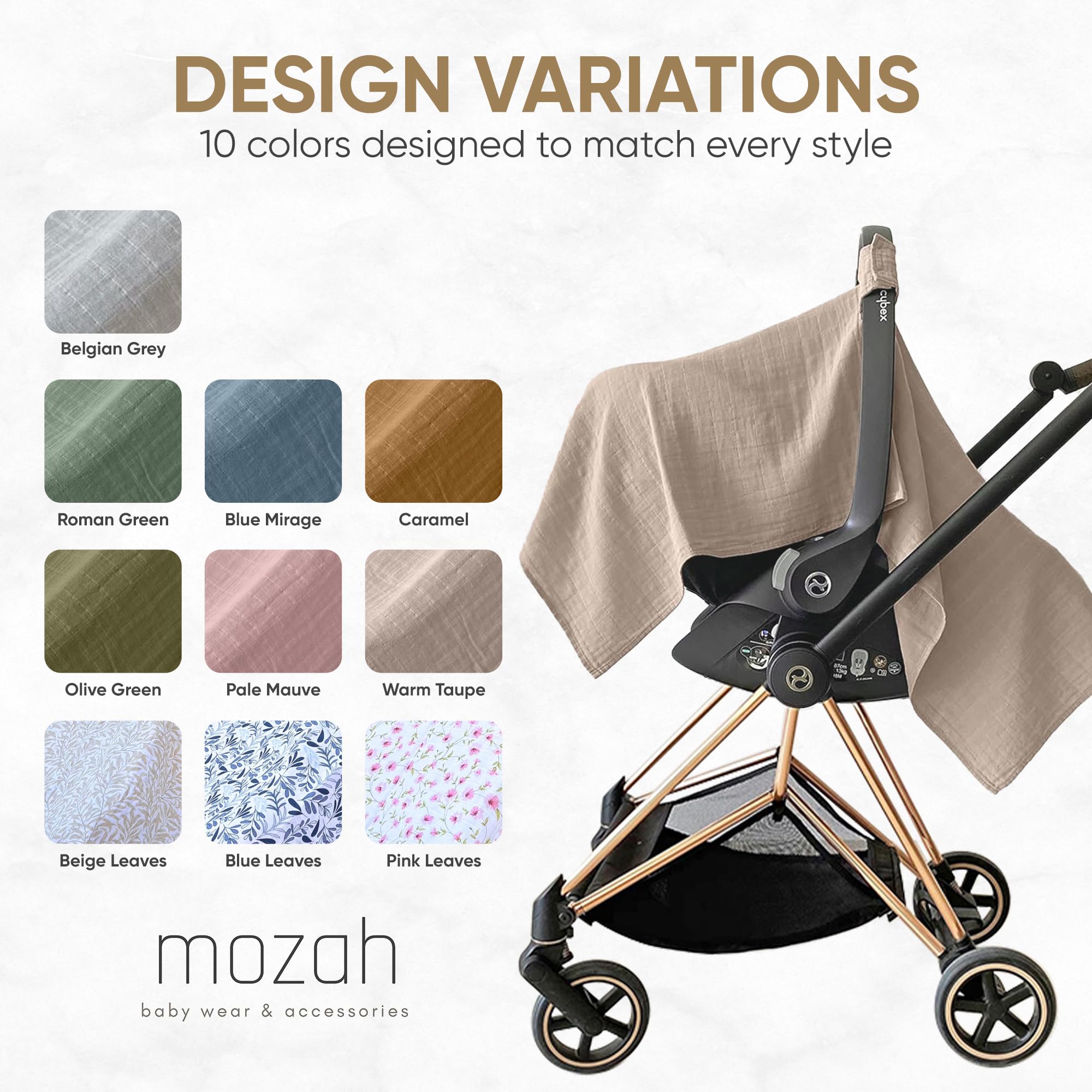 MOZAH durable stitching highlights long-lasting quality for daily baby use.
