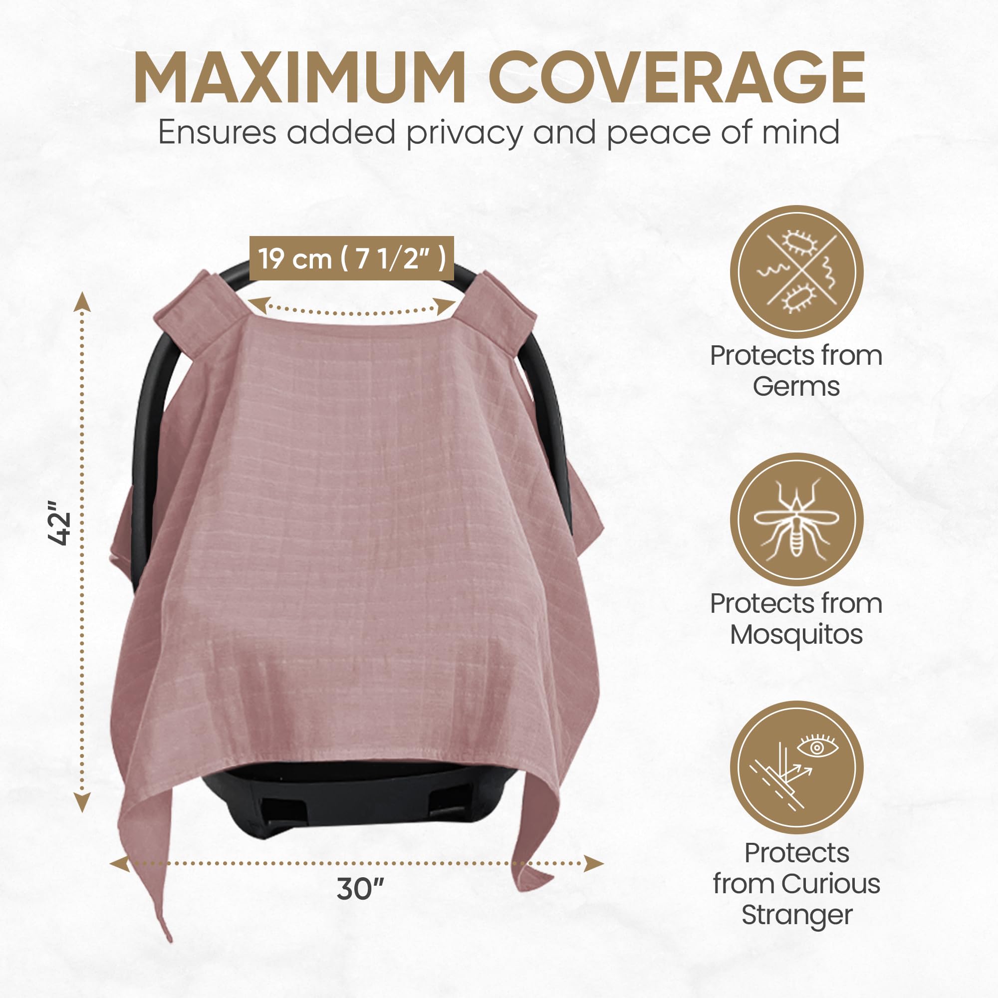 MOZAH pale mauve nursery style cover for stylish outings.