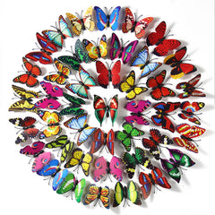 Mozhixue 3D flying butterflies wall decor blue for a dreamy ceremony backdrop.