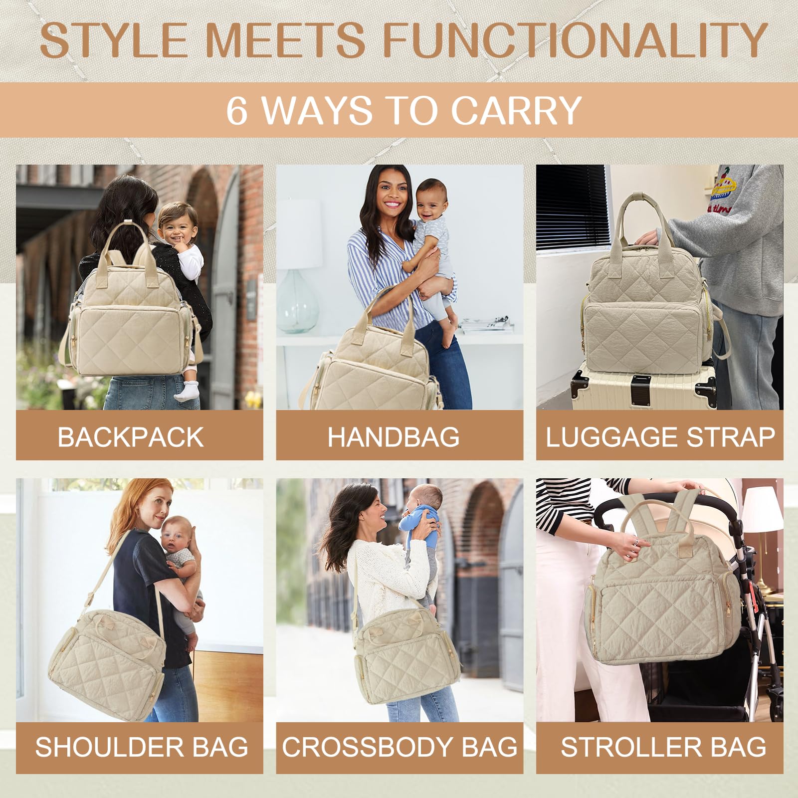 Mozzilog six-in-one design enables six carry options for versatile daily use