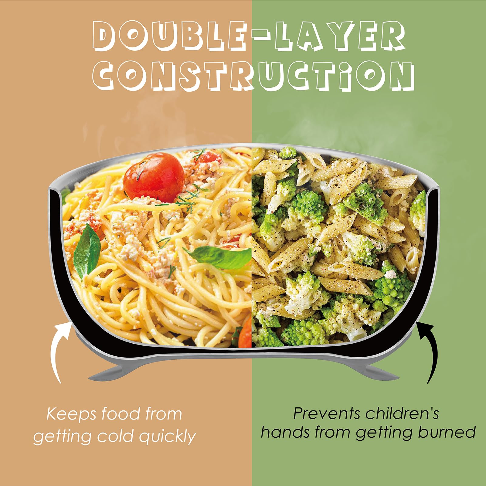MR. CHOU insulated double-layer bowl keeps meals warm during snacking
