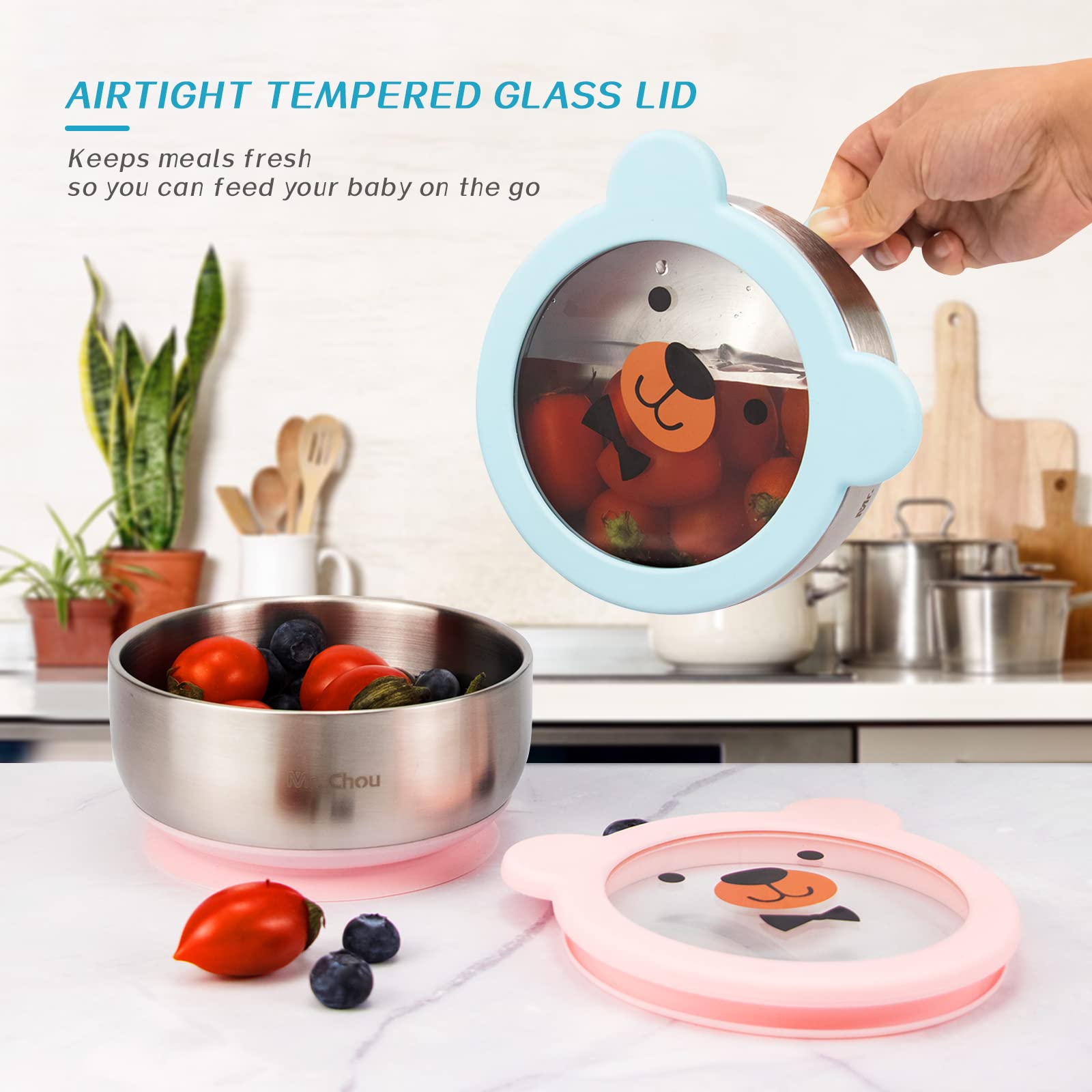 MR. CHOU airtight lid with tempered glass keeps leftovers fresh and secure.