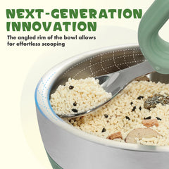 MR. CHOU suction base demonstrates strong grip on highchair trays for spill-free feeding.