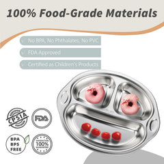 MR. CHOU BPA-free plate supports non-toxic feeding for toddlers.