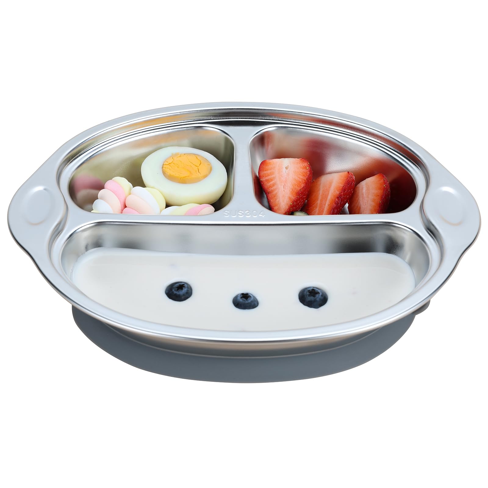 MR. CHOU suction plate base keeps meals in place for mess-free feeding.