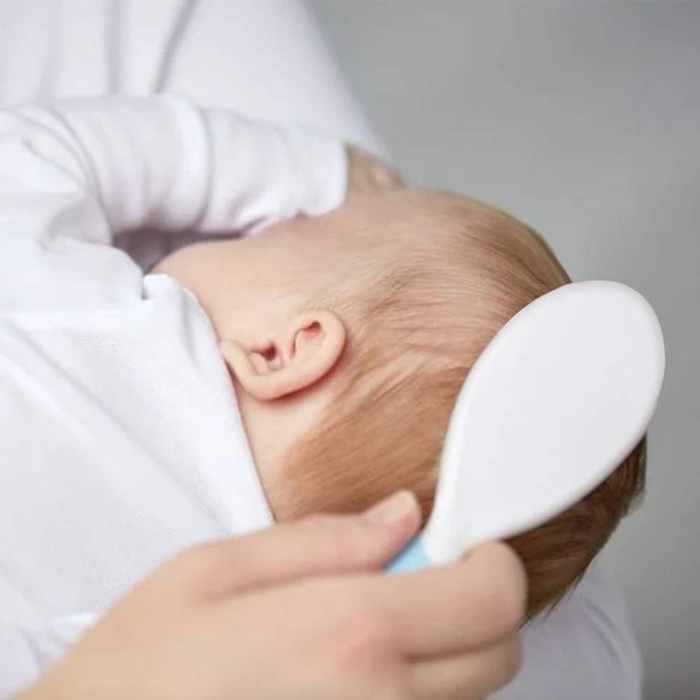MR LION silicone cradle cap brush close-up shows food-grade material