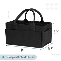 Mr. Pen diaper caddy black, interior compartments highlight tidy diaper and wipe storage.