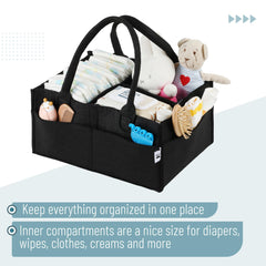 Mr. Pen diaper caddy black, reinforced handle design enables easy transport between rooms.