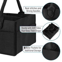Mr. Pen baby caddy black, interior layout showcased for bottles and wipes within reach.